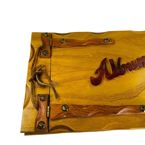 Vintage Wooden Photo Family Album With Hinged Cover U Scrapbook - Picture 4 of 7